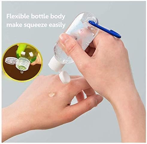 30 Pack Travel Plastic Clear Keychain Bottles, Leakproof Refillable Empty Bottles Portable Squeeze Containers with Flip Cap(50ml/1.7oz)