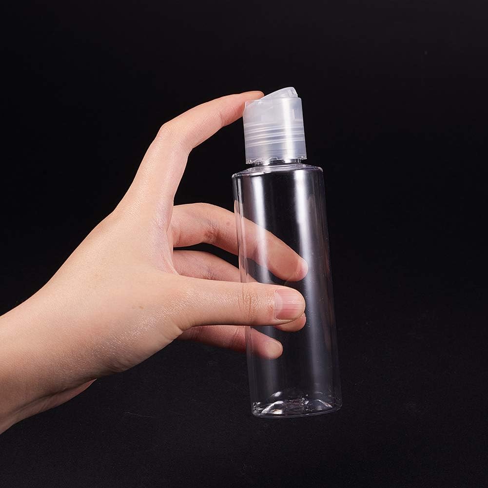 BENECREAT 8 Pack 6.7oz PET Plastic Bottles, Clear Refillable Travel Bottles with Press Disc Flip Cap for Shampoo, Conditioner, Lotion, Cream, Cosmetics & DIY Projects