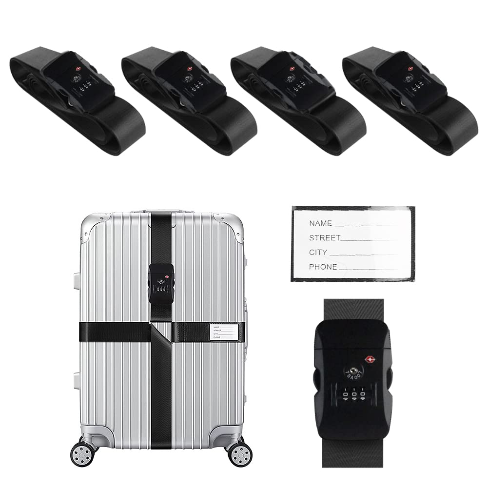 Veki Cross Luggage Straps Set TSA Approved with Lock, Blue*2pcs