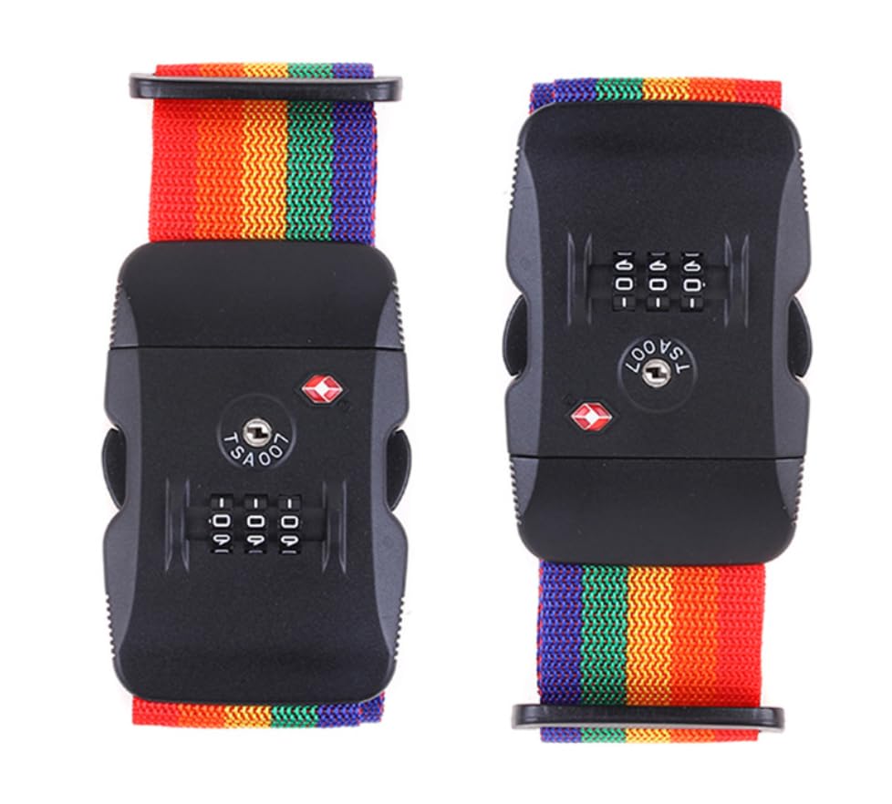 Travel Luggage Strap Adjustable Suitcase Packing Belt with TSA Combination Lock 2 Pack Red&Black 2P