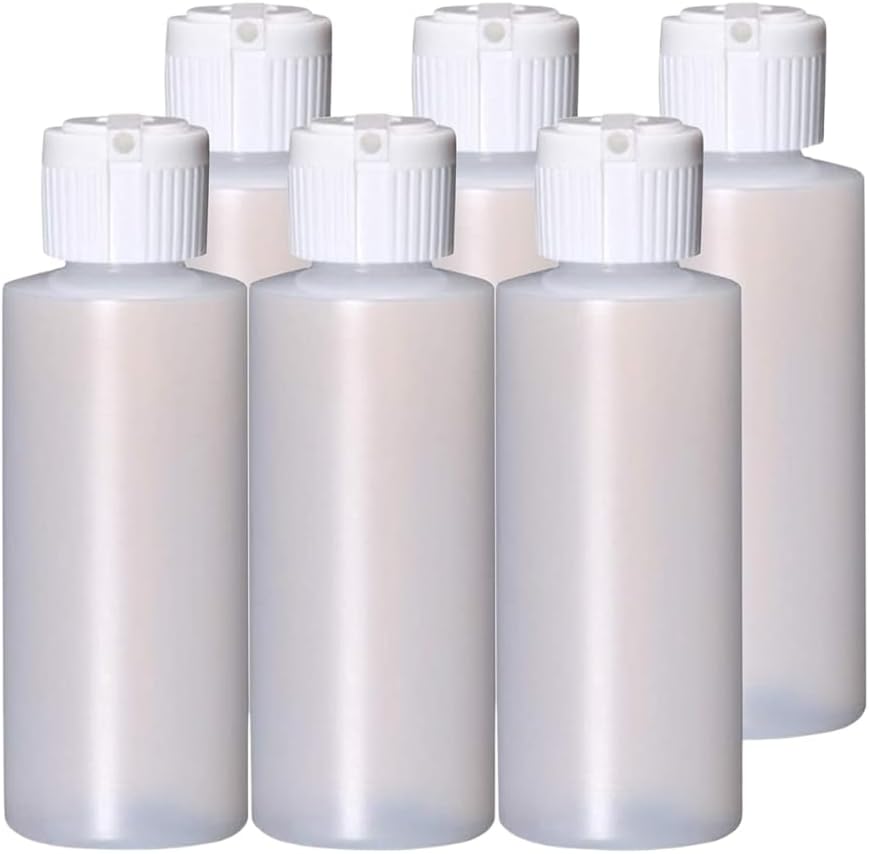 ONISAVINGS 8 Oz (Pack Of 6) Plastic Cylinder Bottles Flip Top Cap BPA-Free
