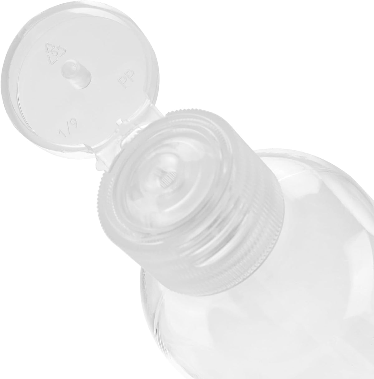 MOUYAT 50 Pack 4oz Clear Plastic Flip Cap Bottles, 120ml Empty Small Squeeze Travel Size Bottles, Mini Refillable Flip Cap Travel Size Sample Containers for Lotion, Cream and Toiletries