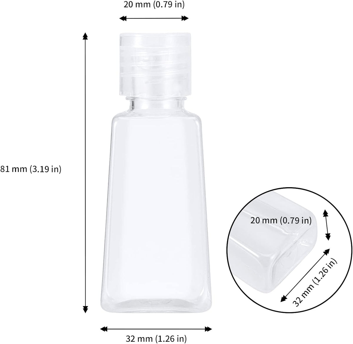 JAPCHET 100 PCS 1 oz Clear Plastic Travel Bottles with Flip Cap, Travel Size Refillable Flip Top Bottles, Small Portable Flip Cap Containers for Liquid, Lotion, Essential Oils, Shampoo and Toiletries