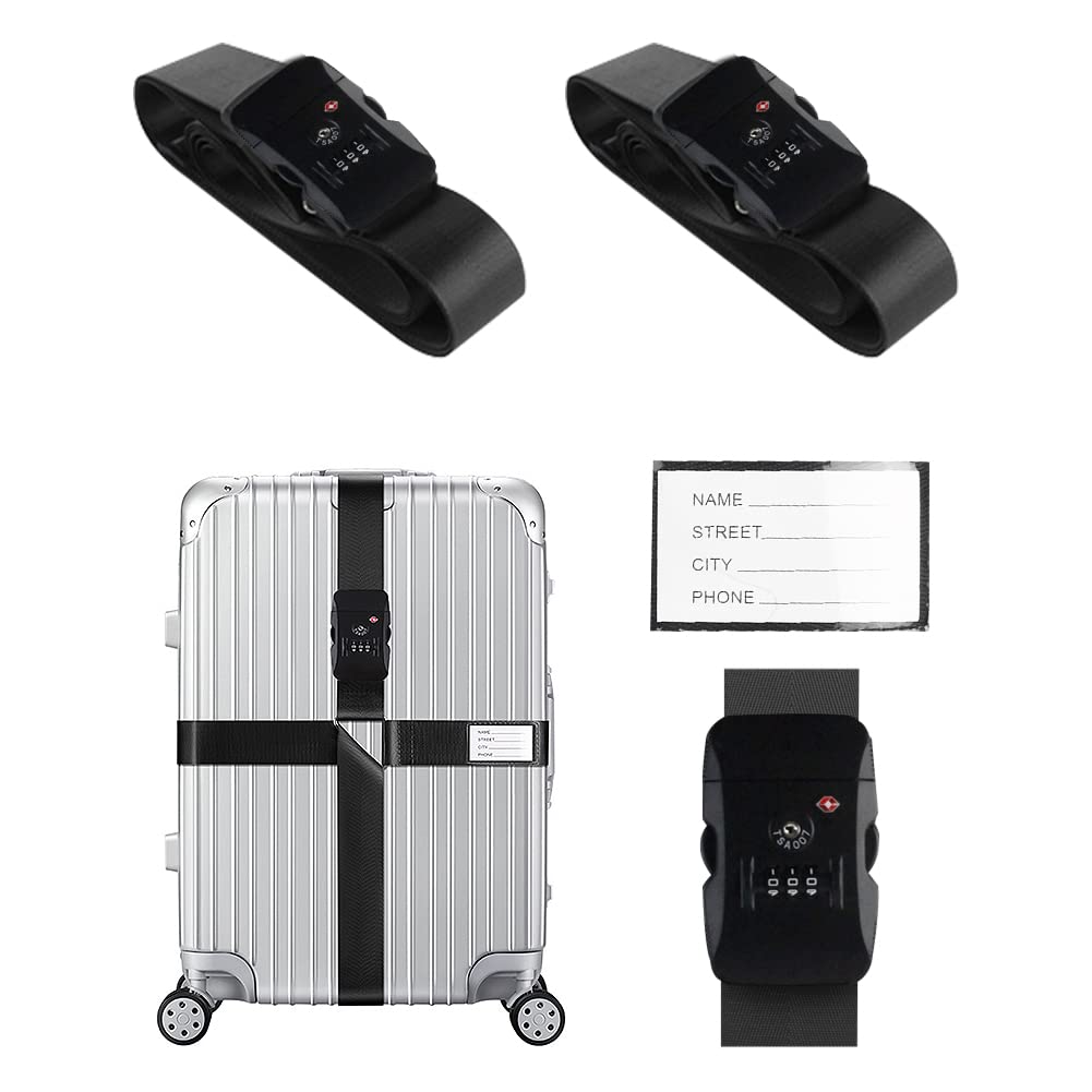 Veki Cross Luggage Straps Set TSA Approved with Lock, Blue*2pcs