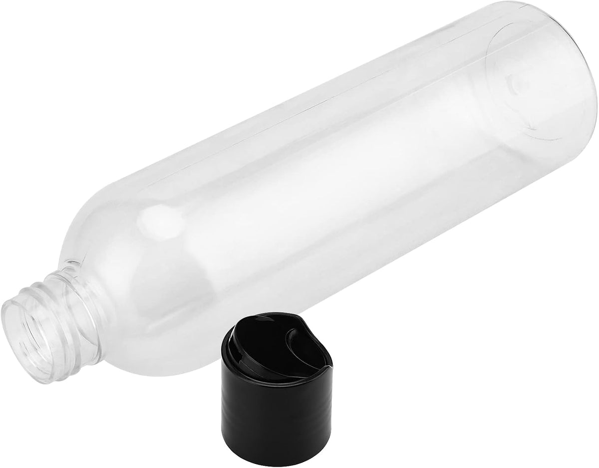 40 Pack 8 Oz Plastic Bottles with Disc Top Caps, Refillable Clear Travel Squeeze Lotion Bottles Containers with Black Bulk Disc Cap for Shampoo, Body Wash, Creams, Soap
