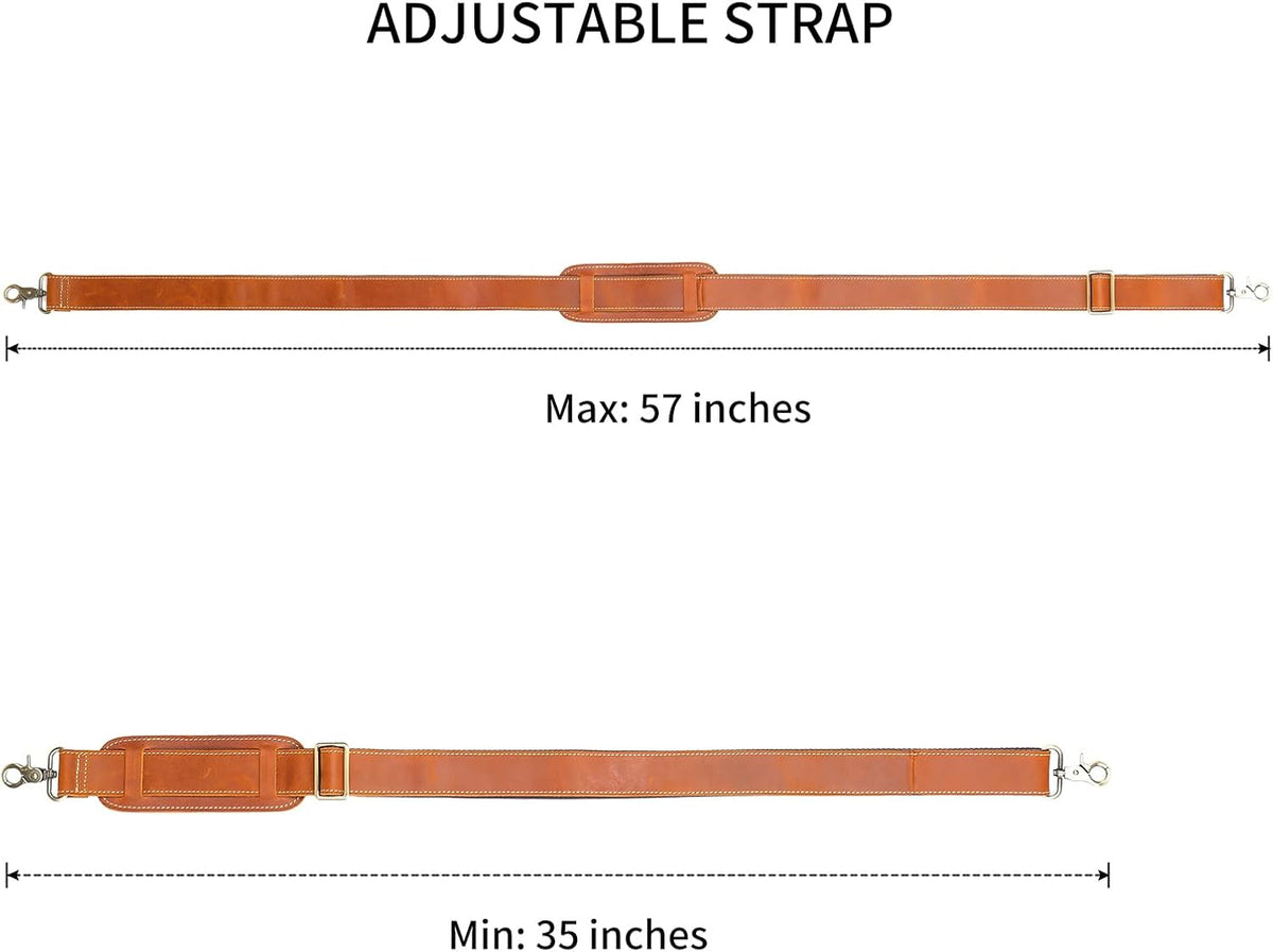 NIUCUNZH Genuine Leather Shoulder Strap, Bag Strap Replacement, 60 inches Long, Adjustable with Comfortable Pad