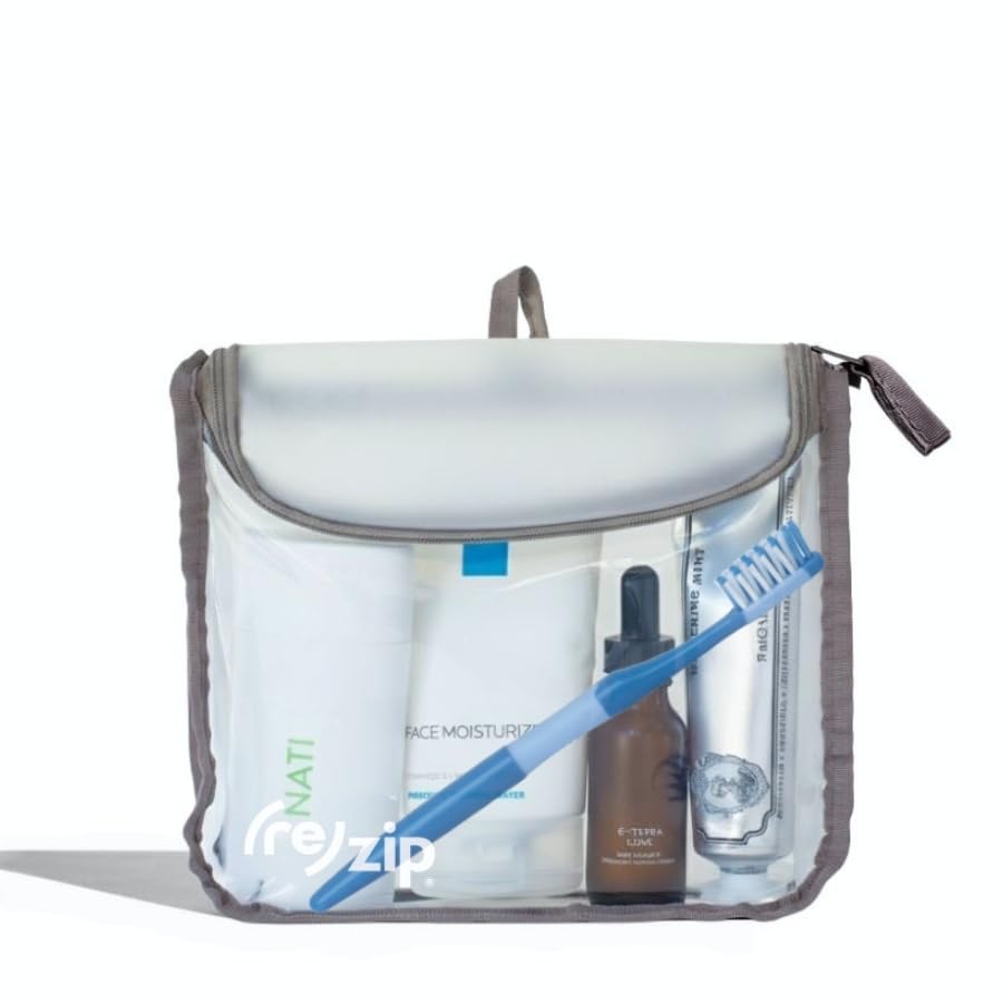 (re)zip Clear Quart Travel Toiletry & Cosmetic Bag, TSA Compliant - Sage
