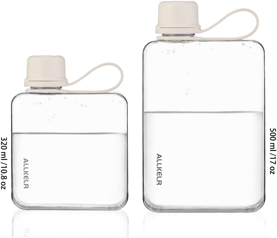 Portable Flat Water Bottle, 17 oz, White