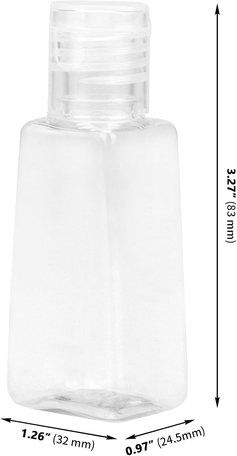 120 PCS 1oz/30ml Clear Empty Travel Bottles, Small Trapezoidal Flip Cap Squeeze Bottles, Portable Plastic Sample Bottle for Shampoo Lotions Shower Gel Makeup