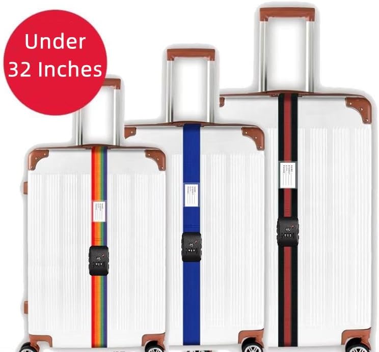 Travel Luggage Strap Adjustable Suitcase Packing Belt with TSA Combination Lock 2 Pack Red&Black 2P