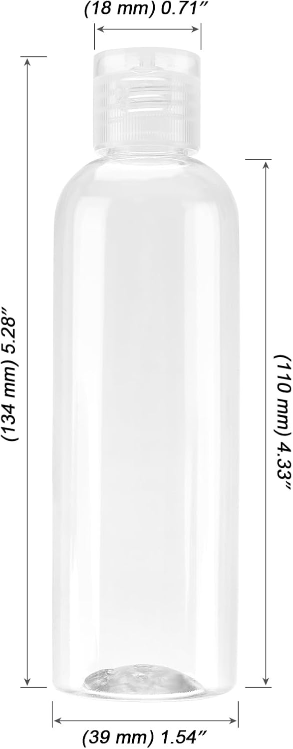 MOUYAT 50 Pack 4oz Clear Plastic Flip Cap Bottles, 120ml Empty Small Squeeze Travel Size Bottles, Mini Refillable Flip Cap Travel Size Sample Containers for Lotion, Cream and Toiletries