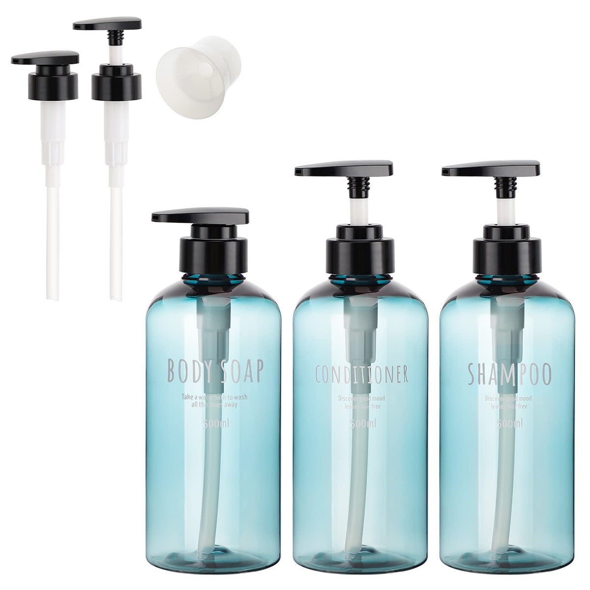 Segbeauty Shampoo and Conditioner Dispensers, 10oz Refillable Pump Bottles for Shower 300ml Body Wash Shampoo Dispenser 3 Packs Empty Plastic Press Bathroom Liquid Body Soap Gel Lotion Dispenser Blue