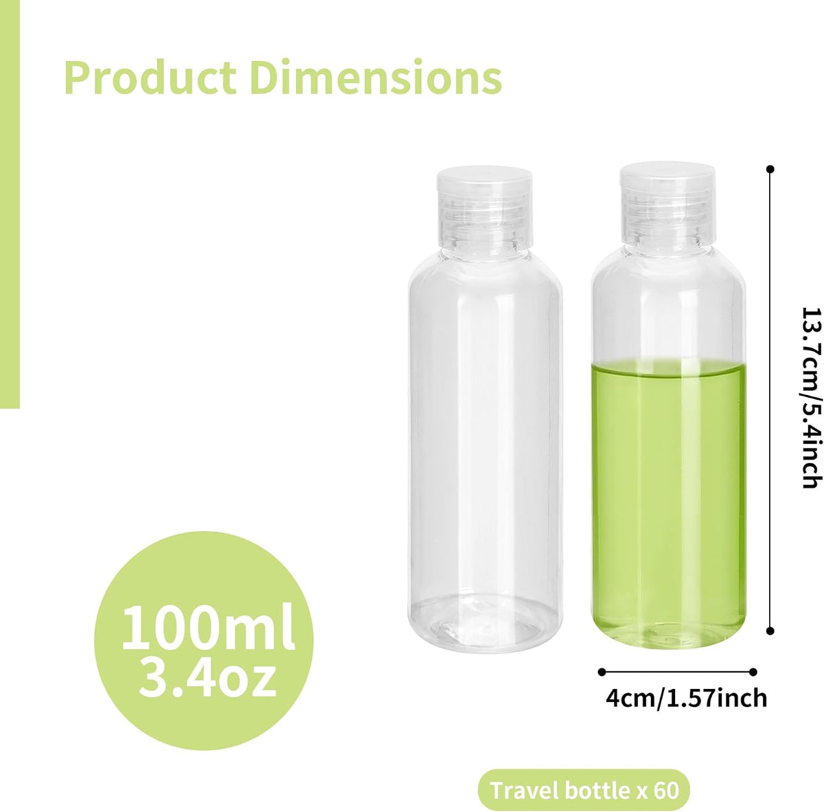 60 Pcs 3.4 oz Travel Bottles TSA Approved