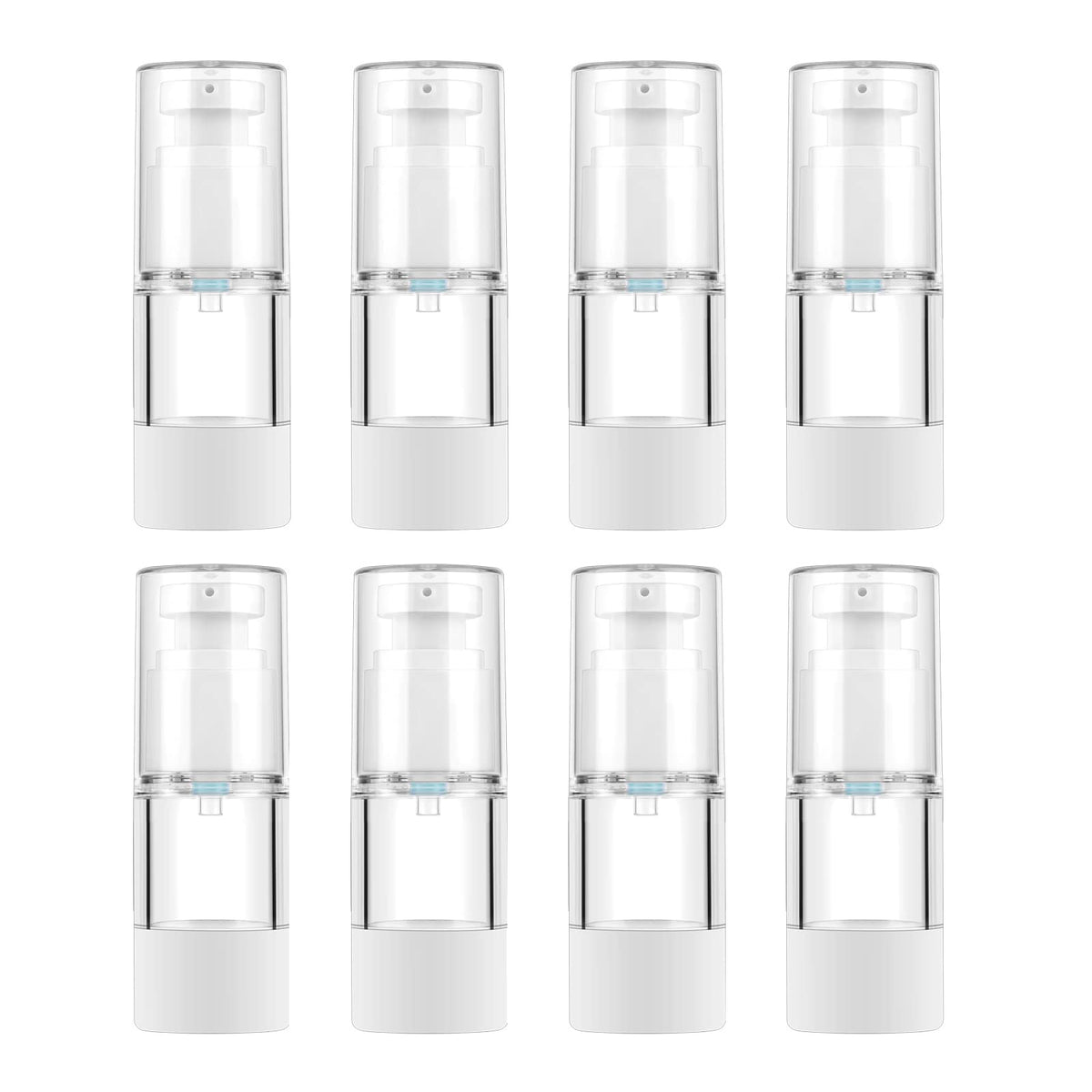 LONGWAY 3.4 Oz 100ml Clear Airless Cosmetic Cream Pump Bottle Travel Size Dispenser Refillable Containers for Shampoo, Foundation, Lotion (Pack of 6)