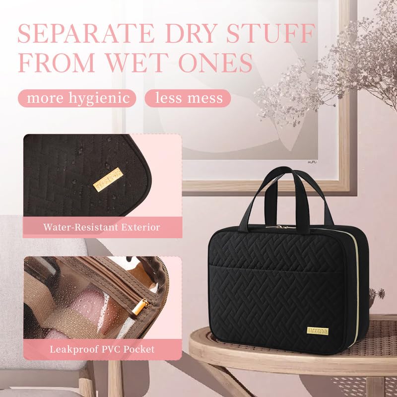 HOTOR Hanging Travel Toiletry Bag Women Men Essentials Black