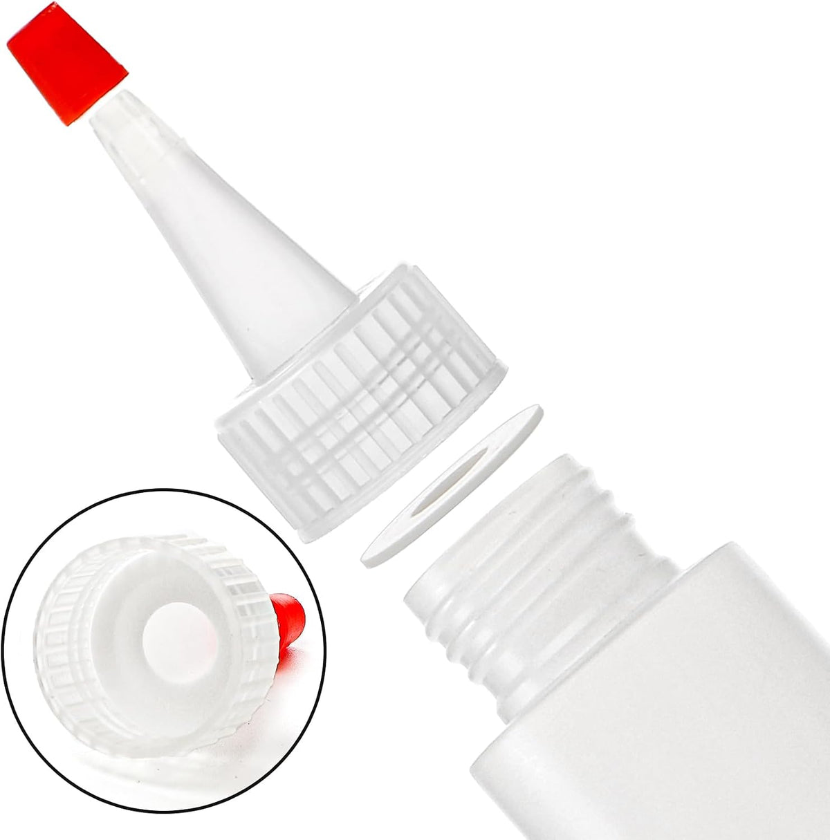 Bekith 40 Pack 2 oz Plastic Squeeze Condiment Bottles with Red Tip Caps, Small Empty Refillable Bottles for Icing, Cookie Decorating, Sauces, Condiments, Arts, Crafts
