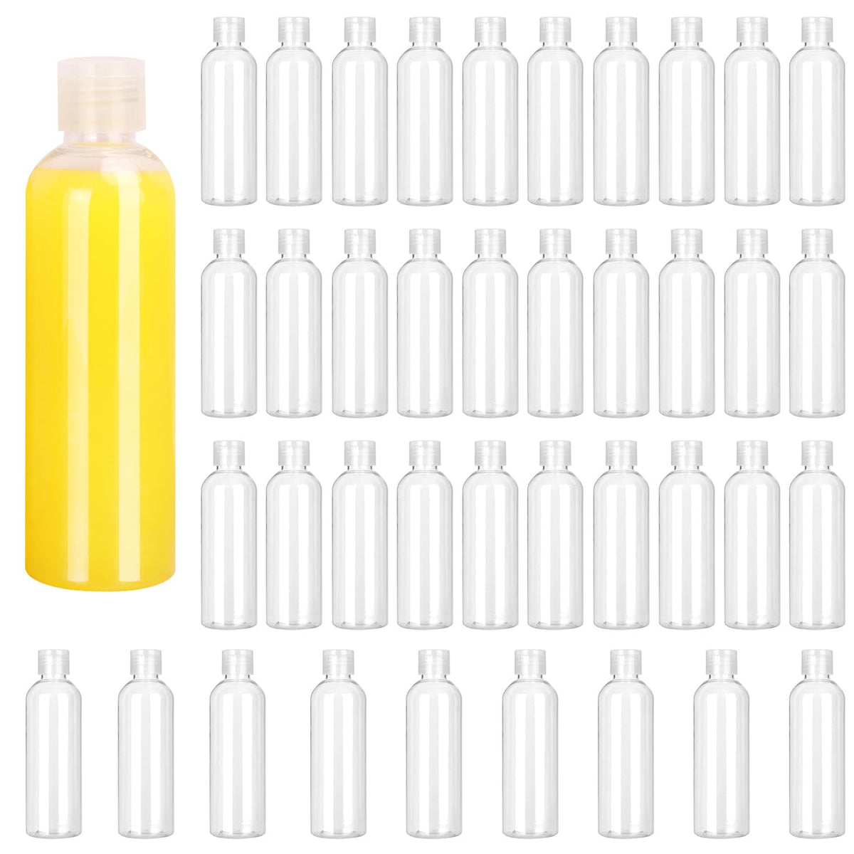 100 Pack 4 oz Plastic Squeeze Bottles with Top Flip Caps, Clear Empty Squeeze Bottles for Lotion, Travel-Friendly Clear Refillable Bottle, BPA-Free for Liquids and Personal Care