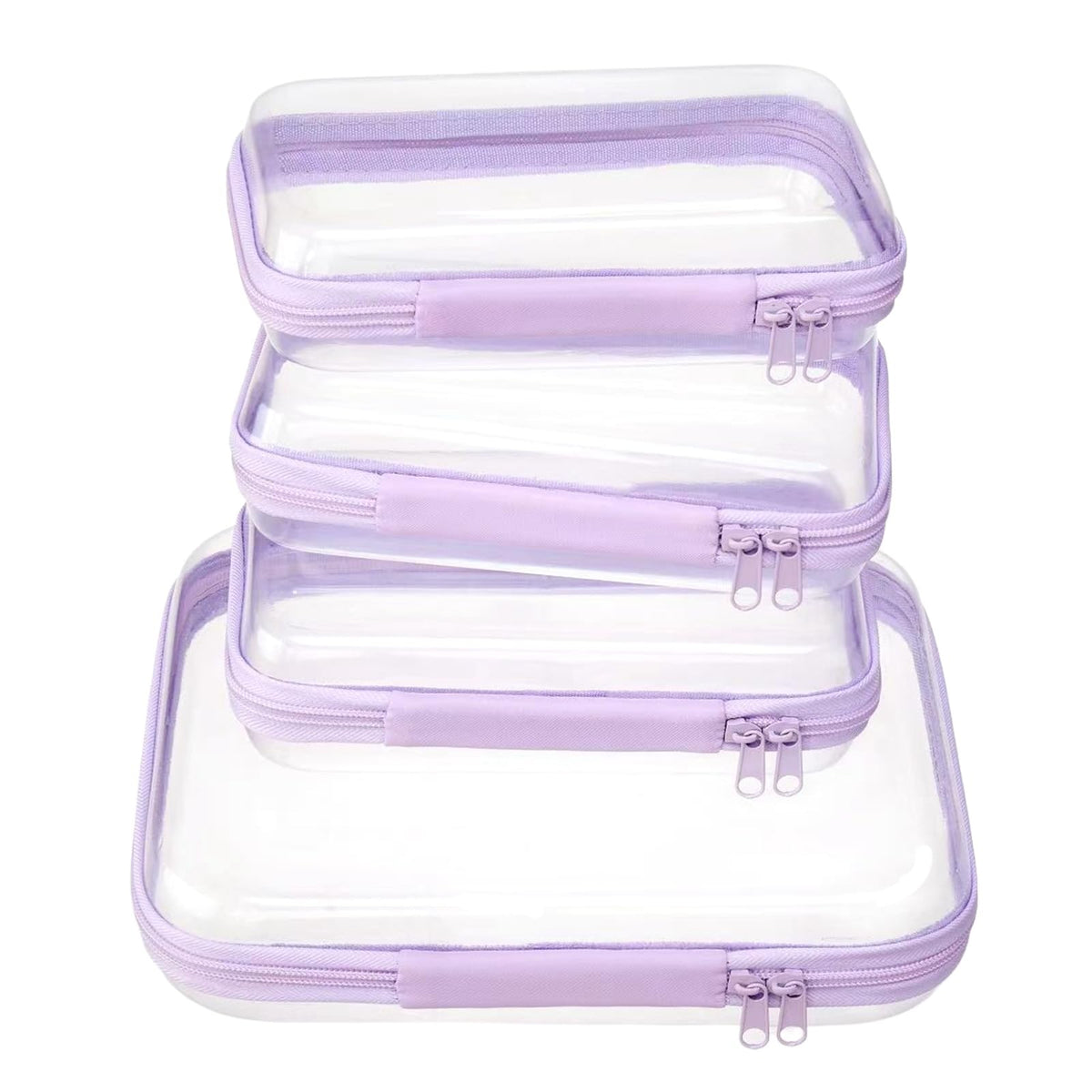 Clear Zipper Pouches, Hard Shell Zipper Case (M+3S)