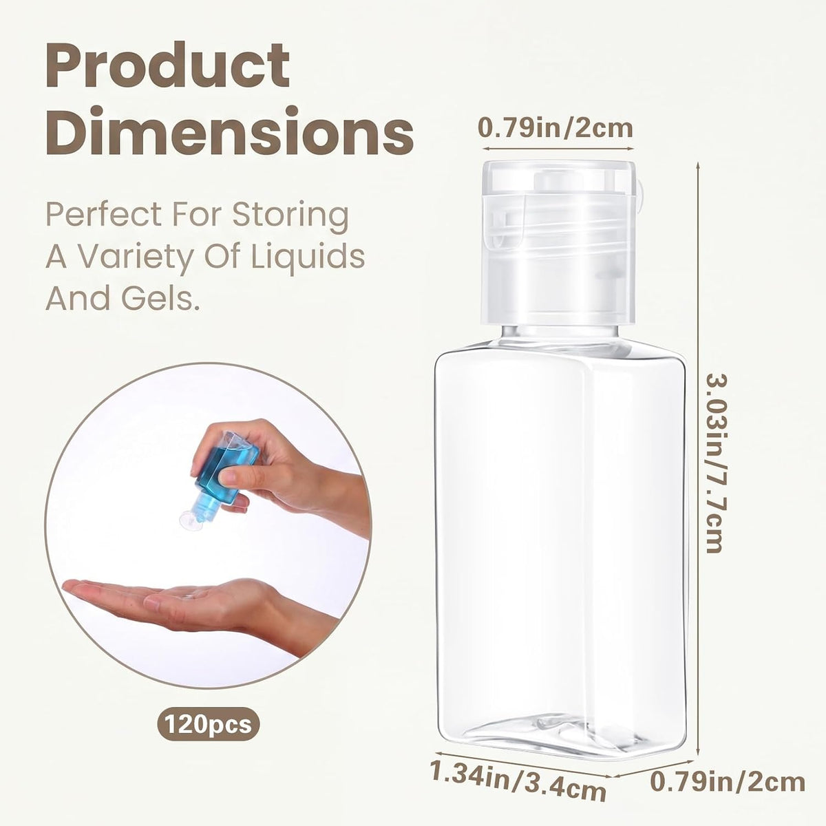 120 Pack 1 oz Empty Travel Bottles, Refillable Flip Cap for Lotion Shampoo