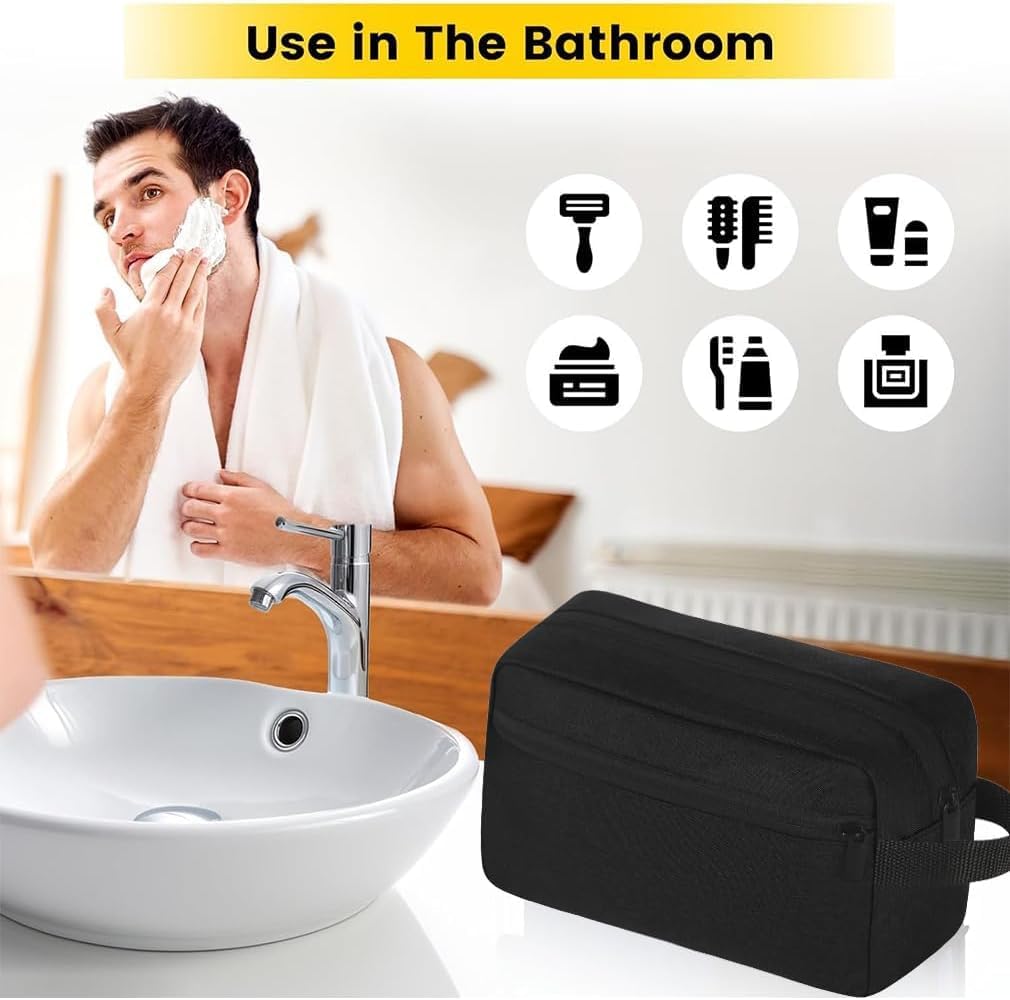 Men's Toiletry Bag, Travel Toiletry Organizer Kit Water-resistant Shaving Bag for Toiletries Accessories, Door Room Essentials, Black-medium (Black)