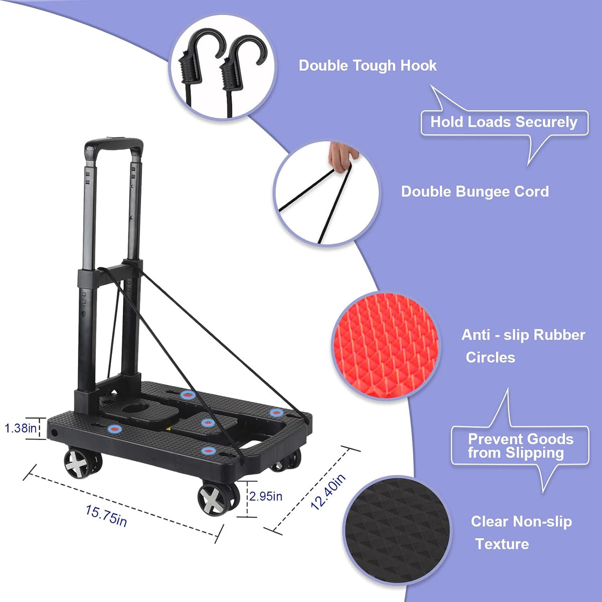 Portable Car Seat Dolly for Airport,Foldable Travel Hand Truck