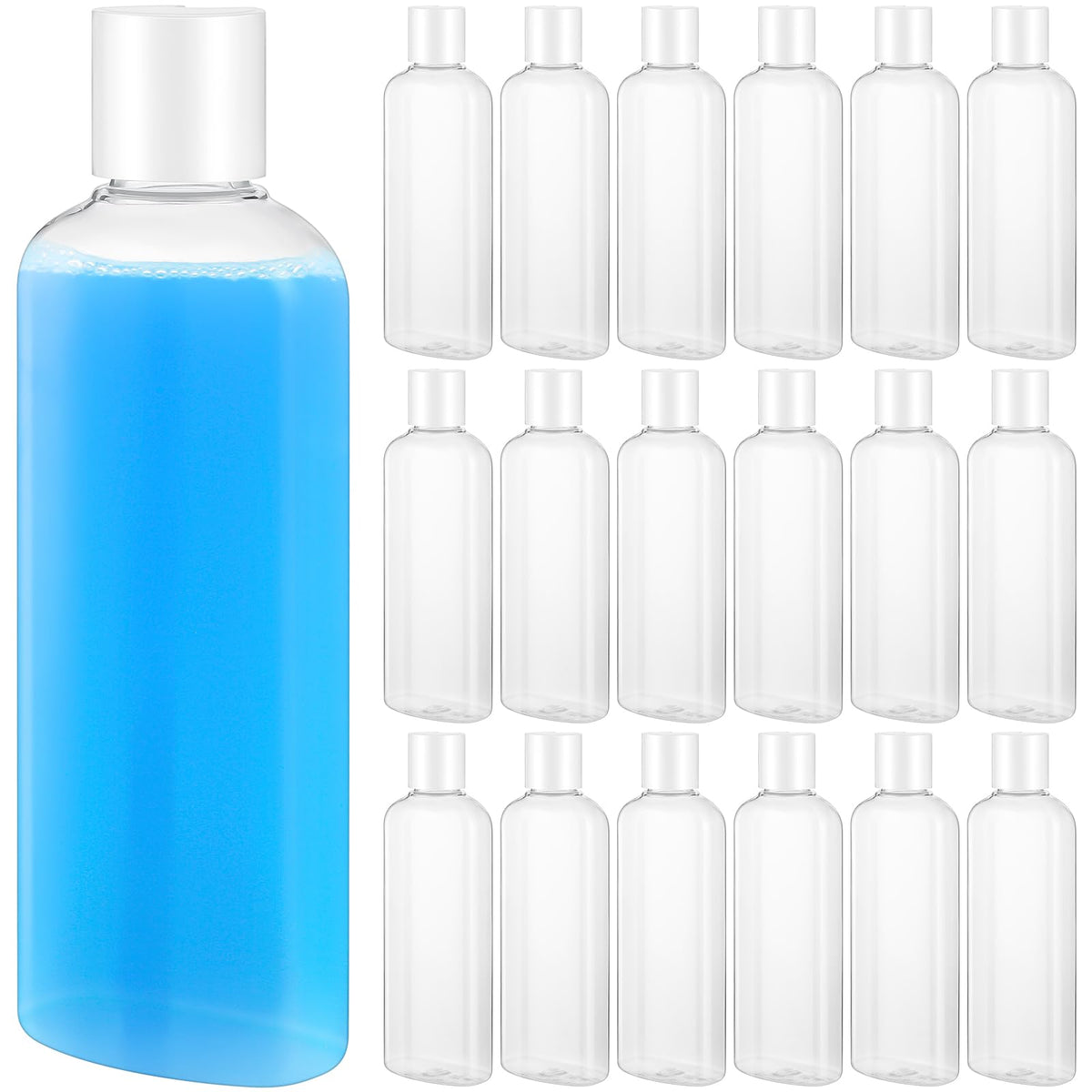 Domensi 24 Pcs Plastic Travel Bottles for Toiletries, 6.8oz, White