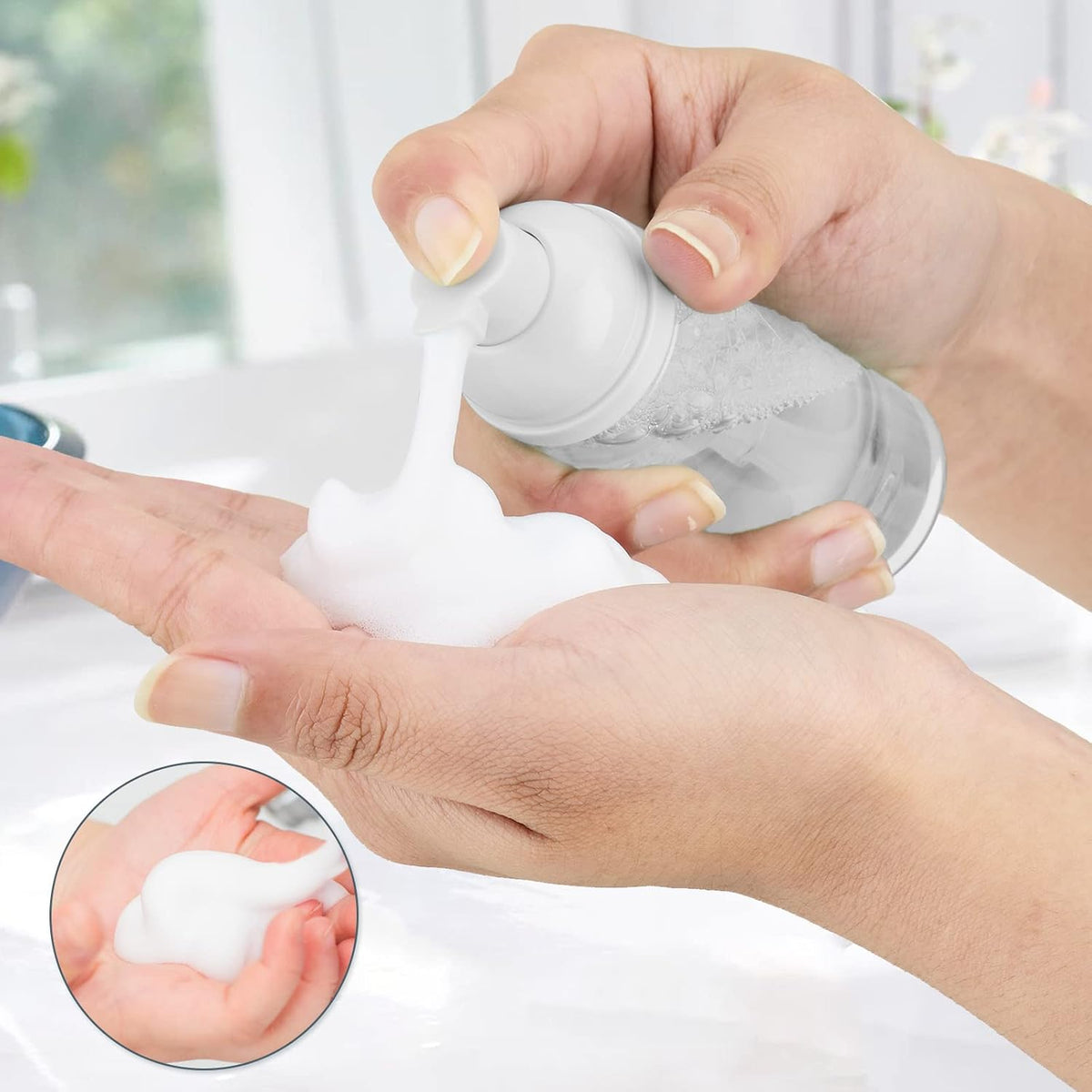 Travel Foam Pump Bottle, 2oz Small Size Foaming Soap Dispenser 30Pack Clear