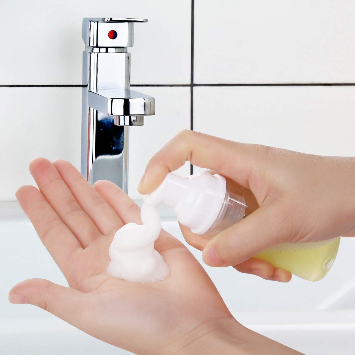 ROMROC 24PCS Travel Foam Pump Bottle Dispenser 2oz/60ml Lash Shampoo Bottle