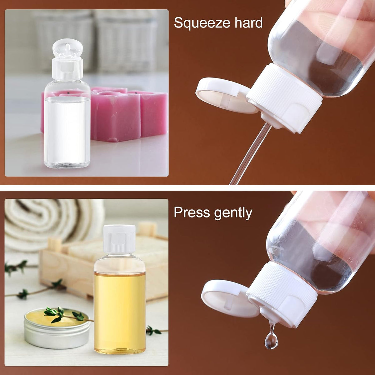 100 Pcs 1.7 oz Clear Travel Bottles with Flip Caps for Toiletries