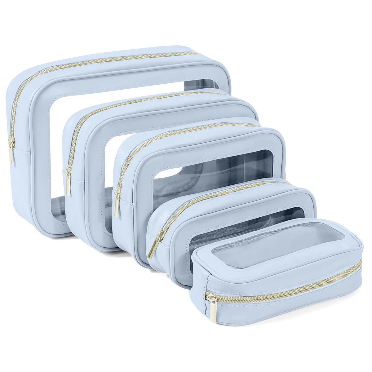 YOPCDJ 5PCS Diaper Bag Organizer Pouch Set, TSA Approved Toiletry Bag,Clear Waterproof TPU Makeup Bag Set Travel Organizer Bags for Women and Kids