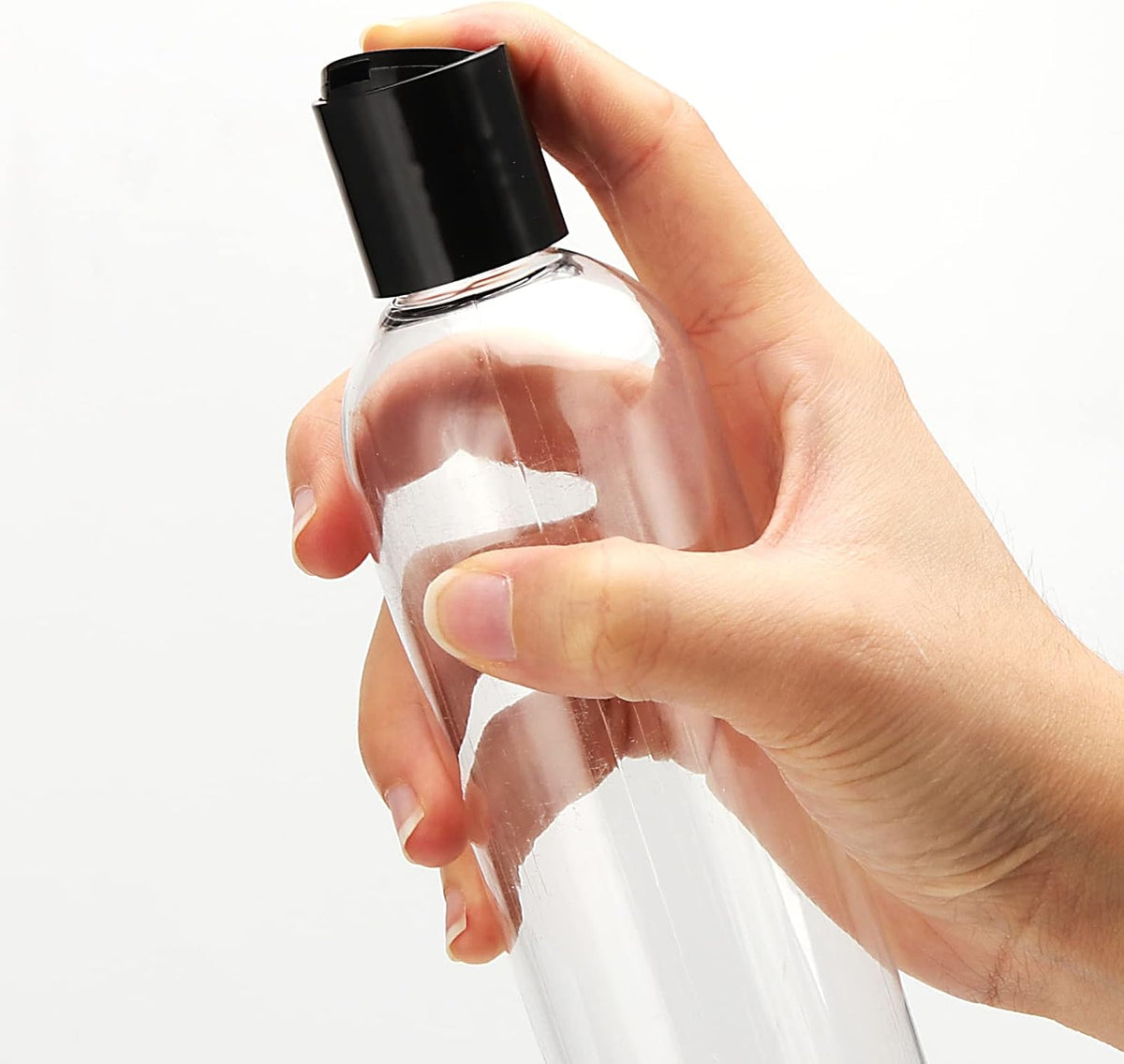 40 Pack 8 Oz Plastic Bottles with Disc Top Caps, Refillable Clear Travel Squeeze Lotion Bottles Containers with Black Bulk Disc Cap for Shampoo, Body Wash, Creams, Soap