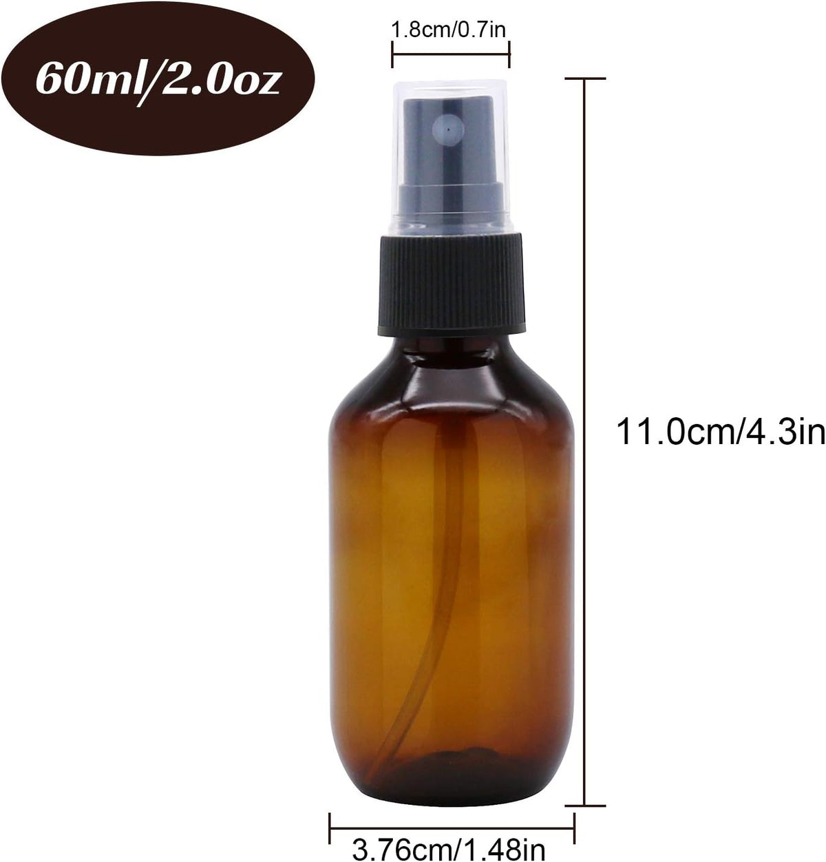 SYNTECSO 2oz Amber Plastic Spray Bottles, Fine Mist Water Bottle, 24 Pack
