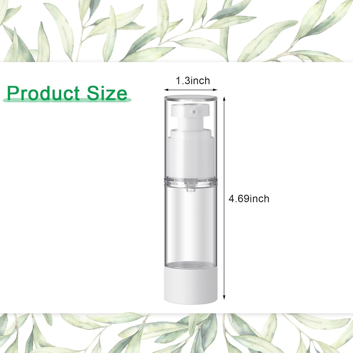 Sabary 60 Pcs Clear Airless Pump Bottles Refillable Cosmetic Travel Size Dispenser Vacuum Plastic Travel Bottles Empty Lotion Pump Dispenser Liquid Toiletry Container(1 oz)