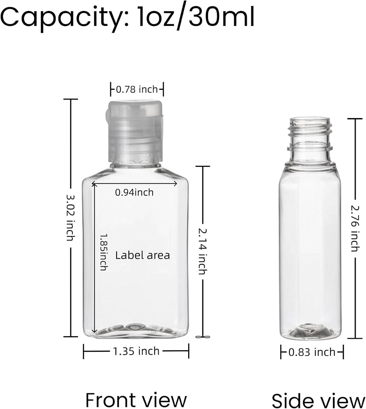 100 Pcs 1 oz Small Travel Bottles for Toiletries,Liquid,Shampoo,Lotion,Cream - Empty Hand Sanitizer Bottles with Flip Caps,Clear Plastic Travel Size Containers Leak Proof Refillable