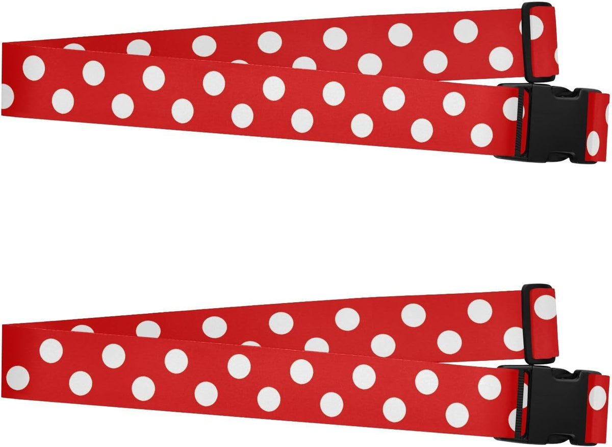 Red White Polka Dot Luggage Straps for Suitcases Luggage Belt Suitcase Strap with Buckles Packing Travel Adjustable 2 Pack