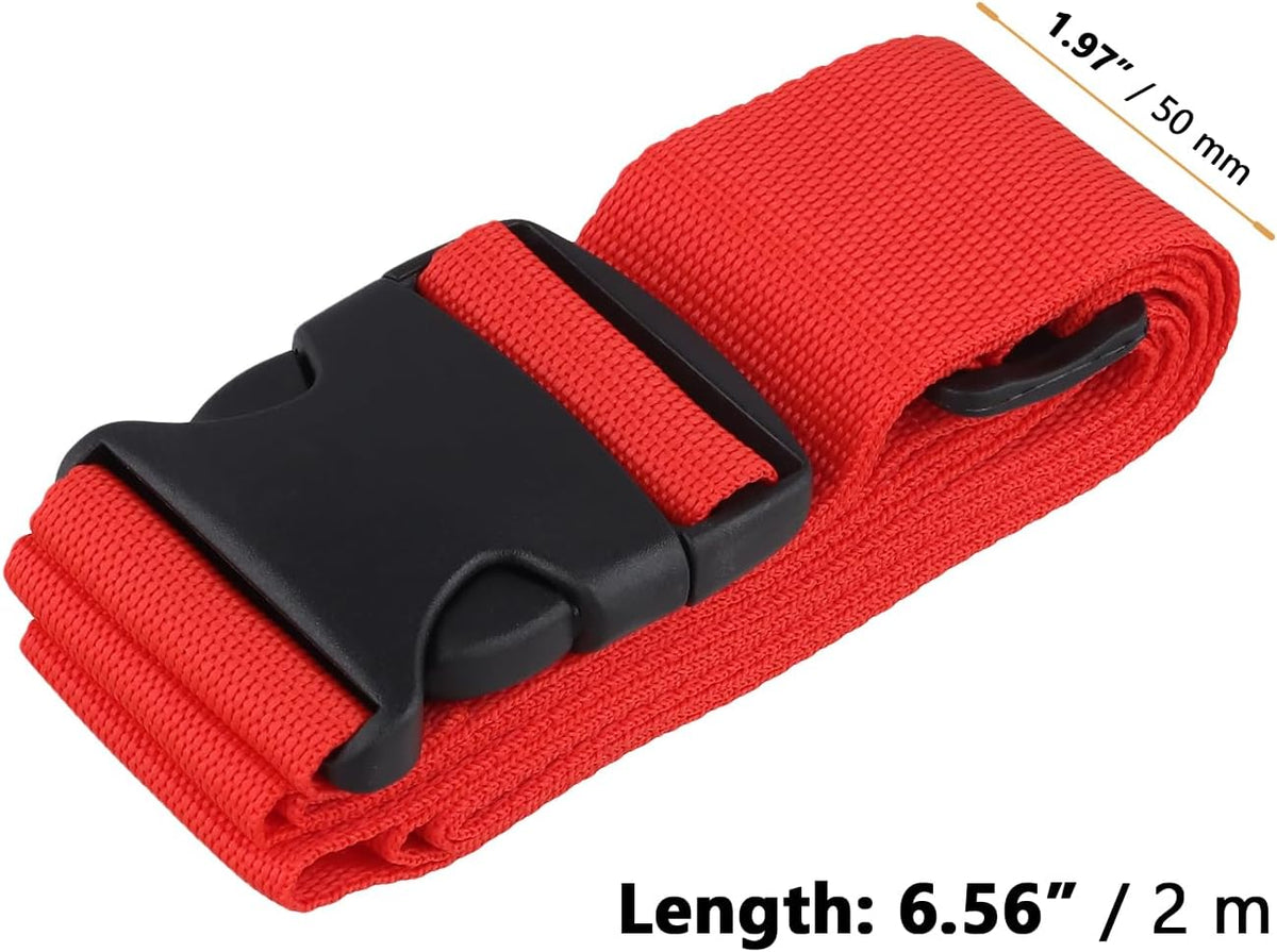 25 Pack Luggage Straps for Suitcases, 78 x 2 Inch Suitcase Belts with Quick Release Buckles Adjustable Travel Straps for Luggage,Suitcases,Red
