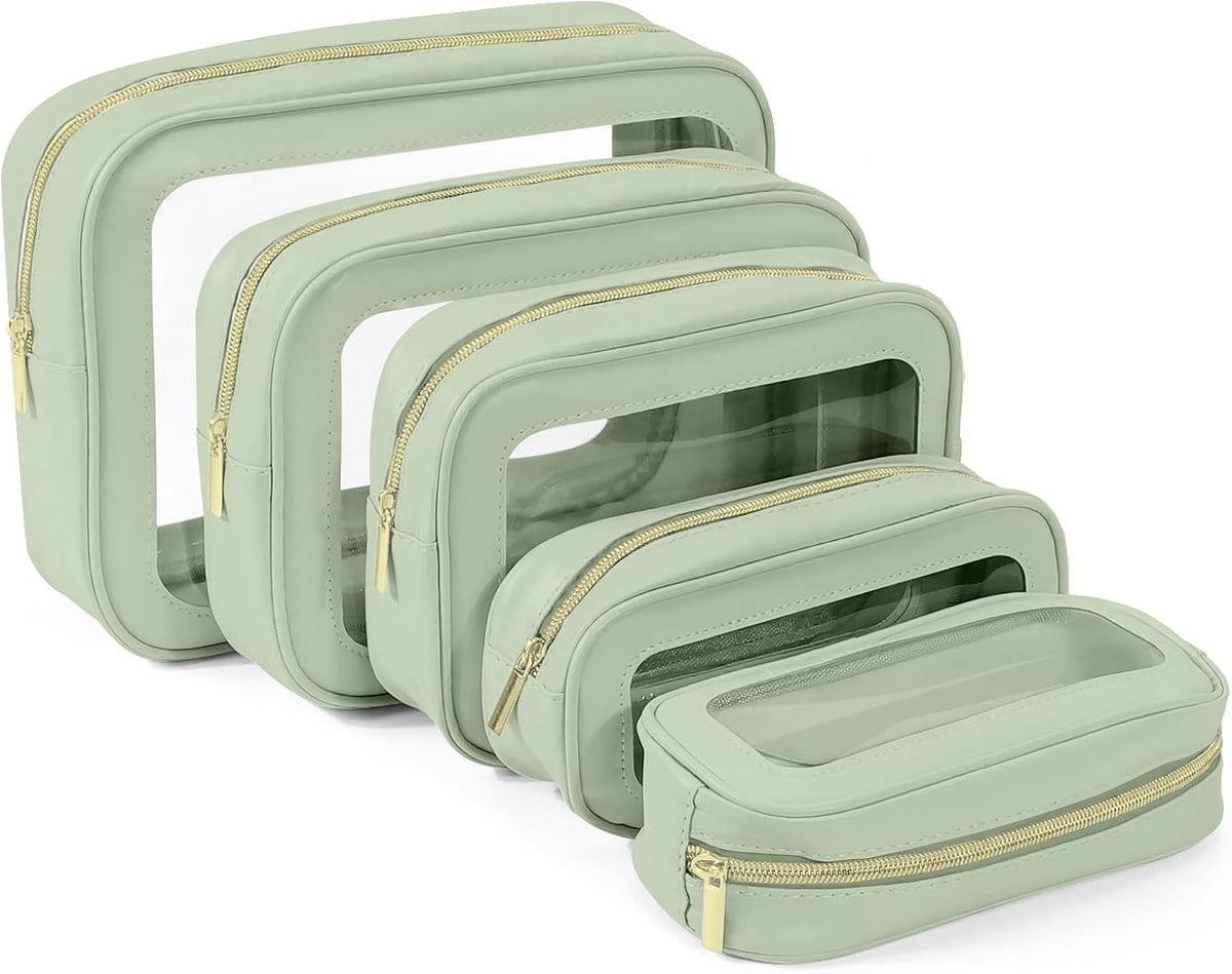 YOPCDJ 5PCS Diaper Bag Organizer Pouch Set, TSA Approved Toiletry Bag,Clear Waterproof TPU Makeup Bag Set Travel Organizer Bags for Women and Kids