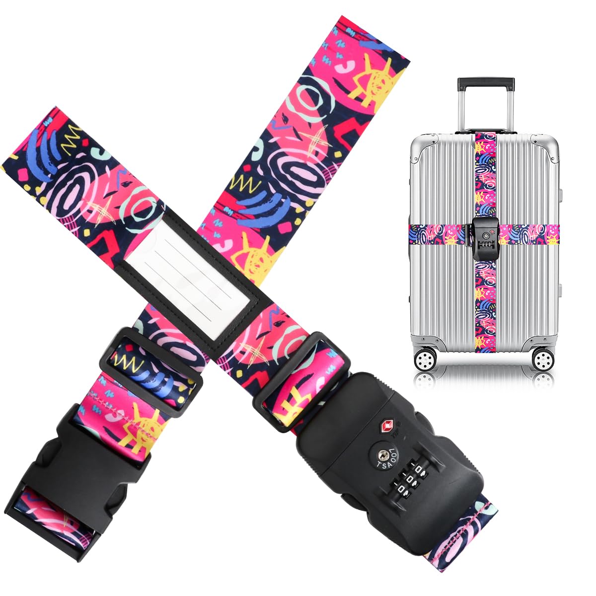 TSA Adjustable Travel Luggage Strap Suitcase Belt Travel Bag Accessories 1.96 in W x 6.23 ft L