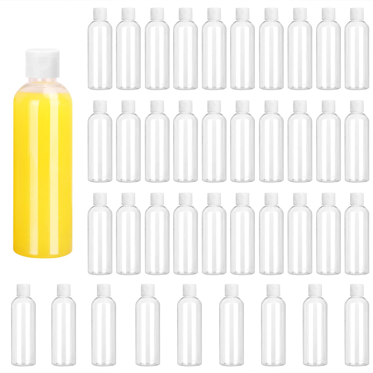 100 Pack 4 oz Plastic Squeeze Bottles with Top Flip Caps, Clear Empty Squeeze Bottles for Lotion, Travel-Friendly Clear Refillable Bottle, BPA-Free for Liquids and Personal Care