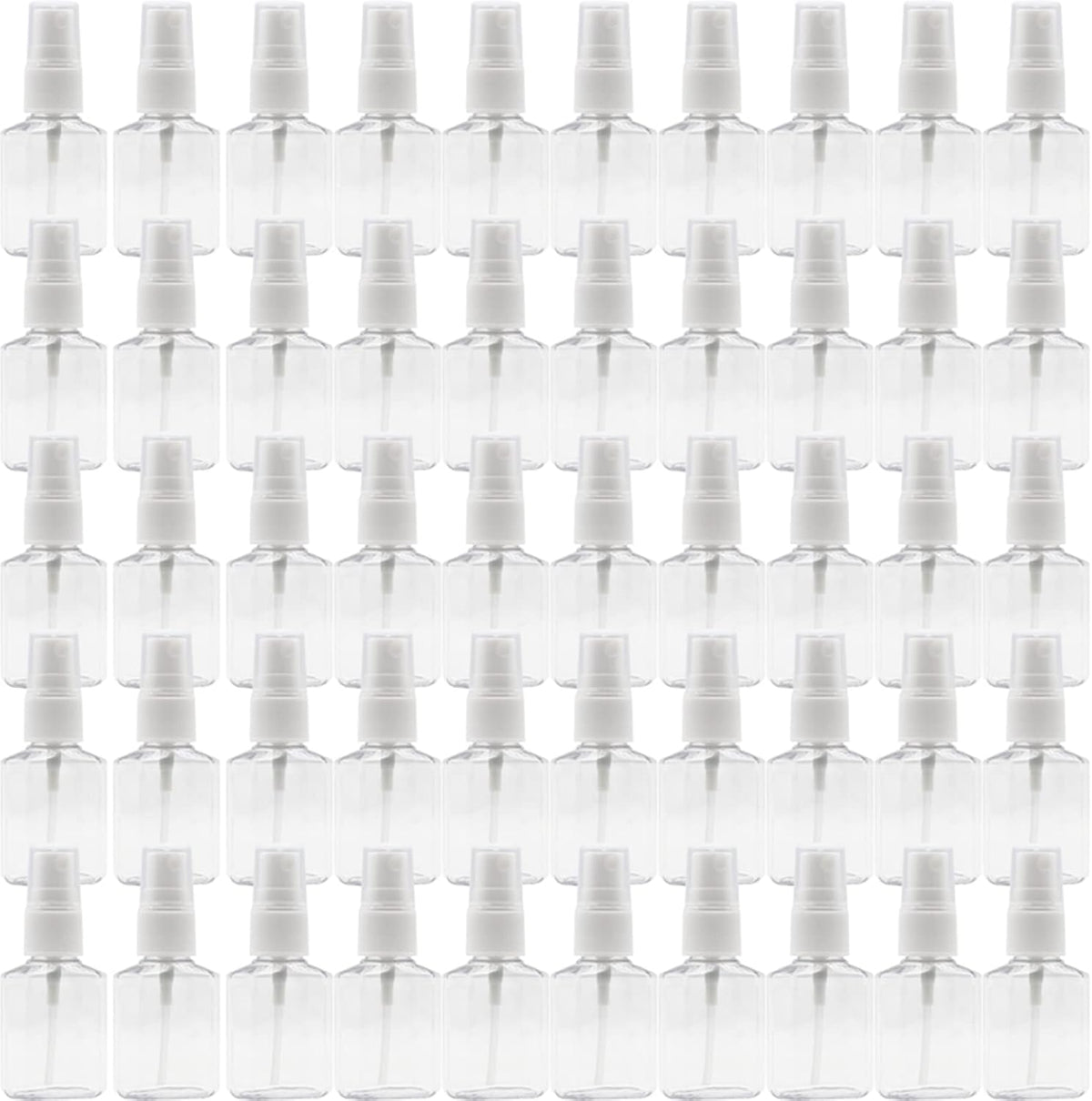 50 Pack 1 oz/30ml Empty Mini Clear Plastic Spray Bottles With Lid Fine Mist Travel Size Bottle Refillable Liquid Containers for Cosmetics,Perfumes,Sample,Eyeglass Cleaner,30pwbj