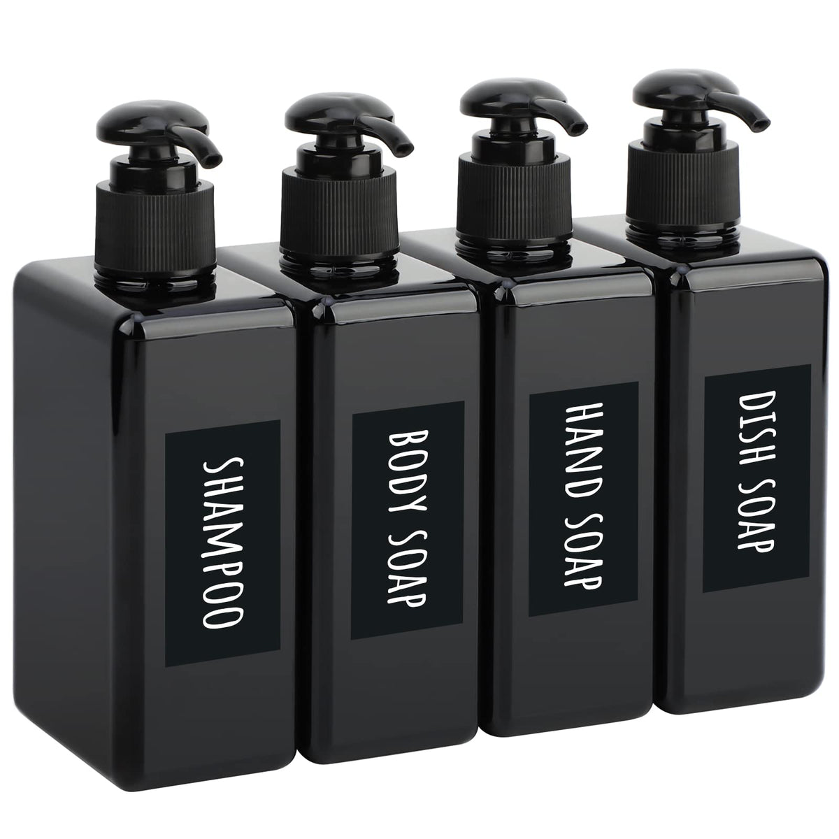 Segbeauty Shampoo Bottles, 3pcs 16.9oz Empty Refillable Pump Dispenser with Labels, 500ml Plastic Reusable Press Lotion Containers for Bathroom Hotel Liquid Soap Body Wash Hand Soap Conditioner Clear