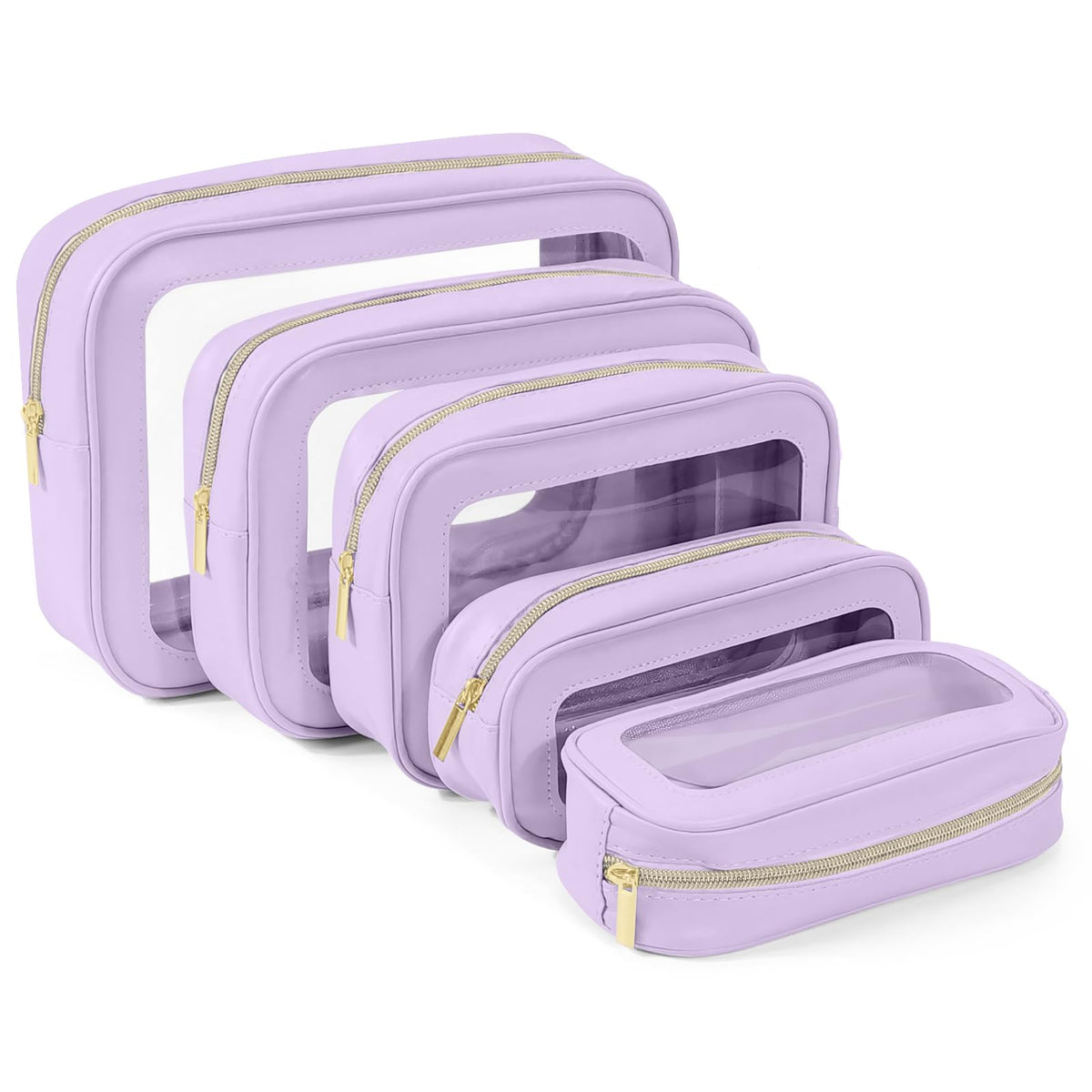 YOPCDJ 5PCS Diaper Bag Organizer Pouch Set, TSA Approved Toiletry Bag,Clear Waterproof TPU Makeup Bag Set Travel Organizer Bags for Women and Kids