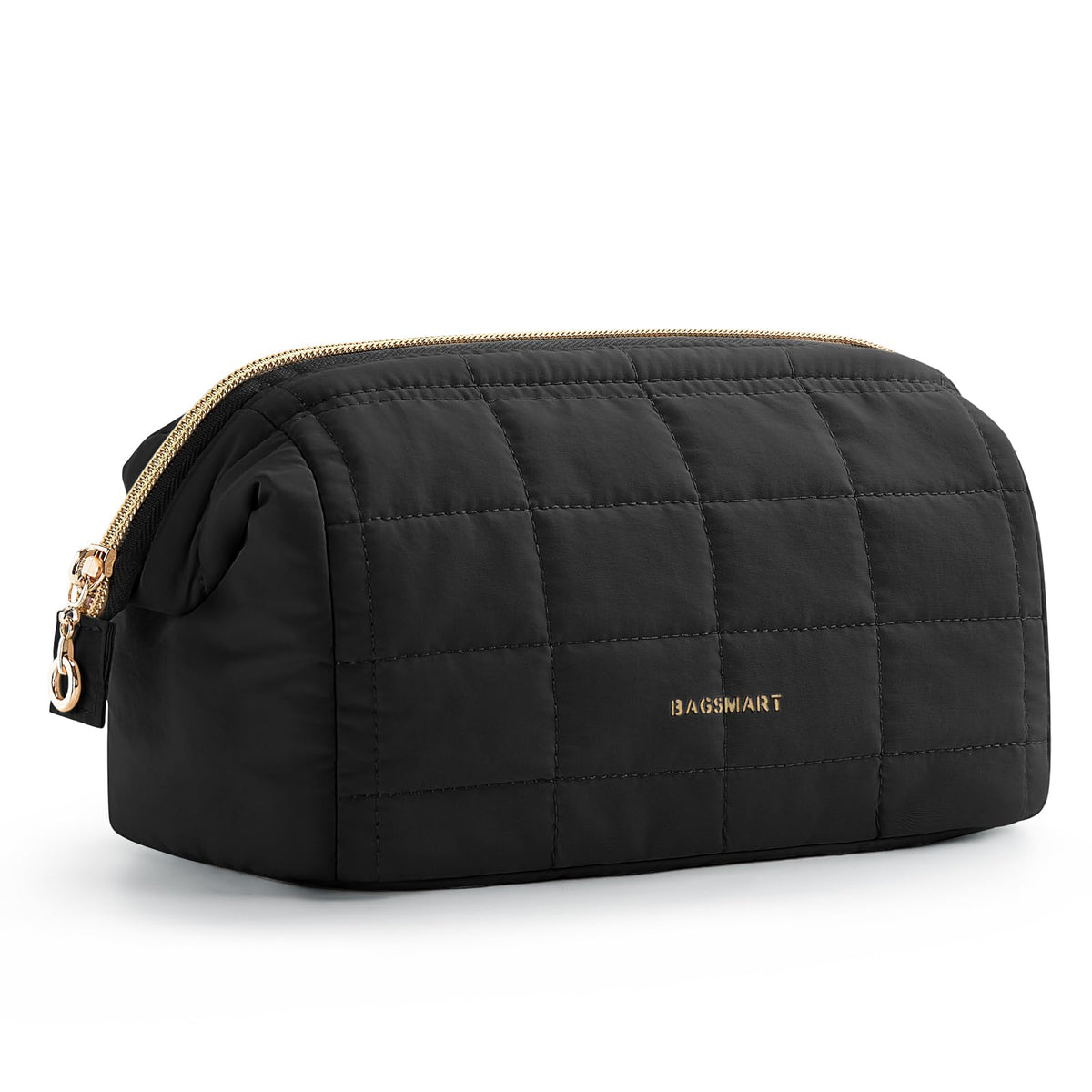 BAGSMART Makeup Bag Travel Toiletry Bag, Wide-open Zipper Pouch, Greige