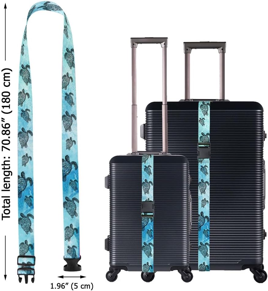 WIRESTER Set of 2 Adjustable Luggage Straps With Buckle, Travel Secure Belt for Suitcase Baggage, Luggage Accessories - Ocean Sea Turtle