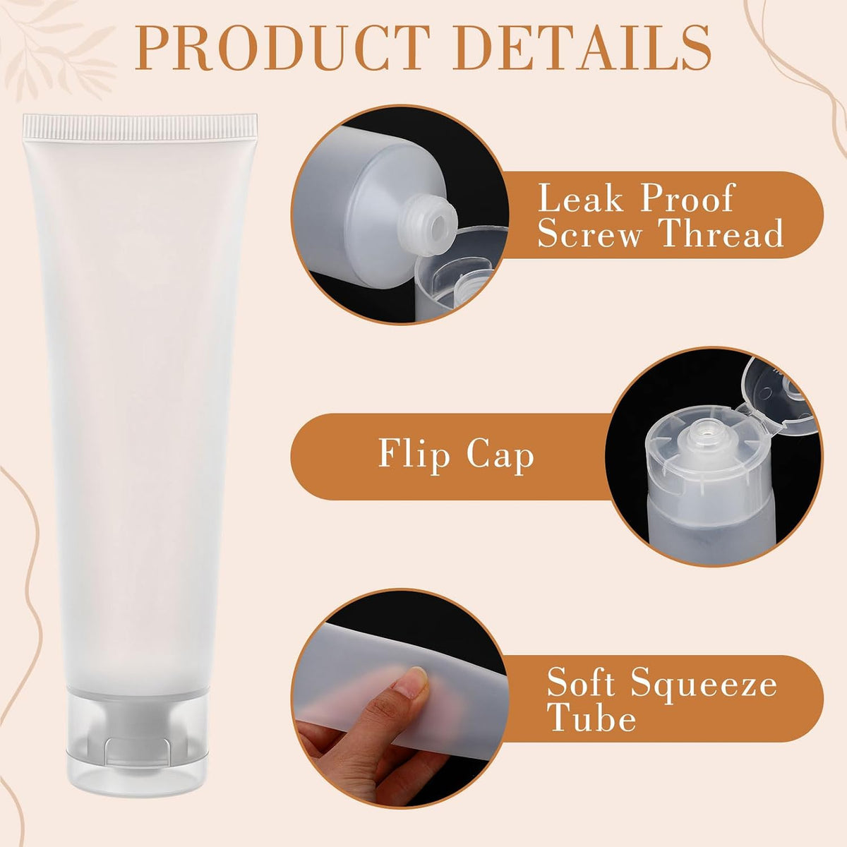 100 Ml/3.4 oz 50 Pcs Empty Refillable Squeeze Tubes,Transparent Cap