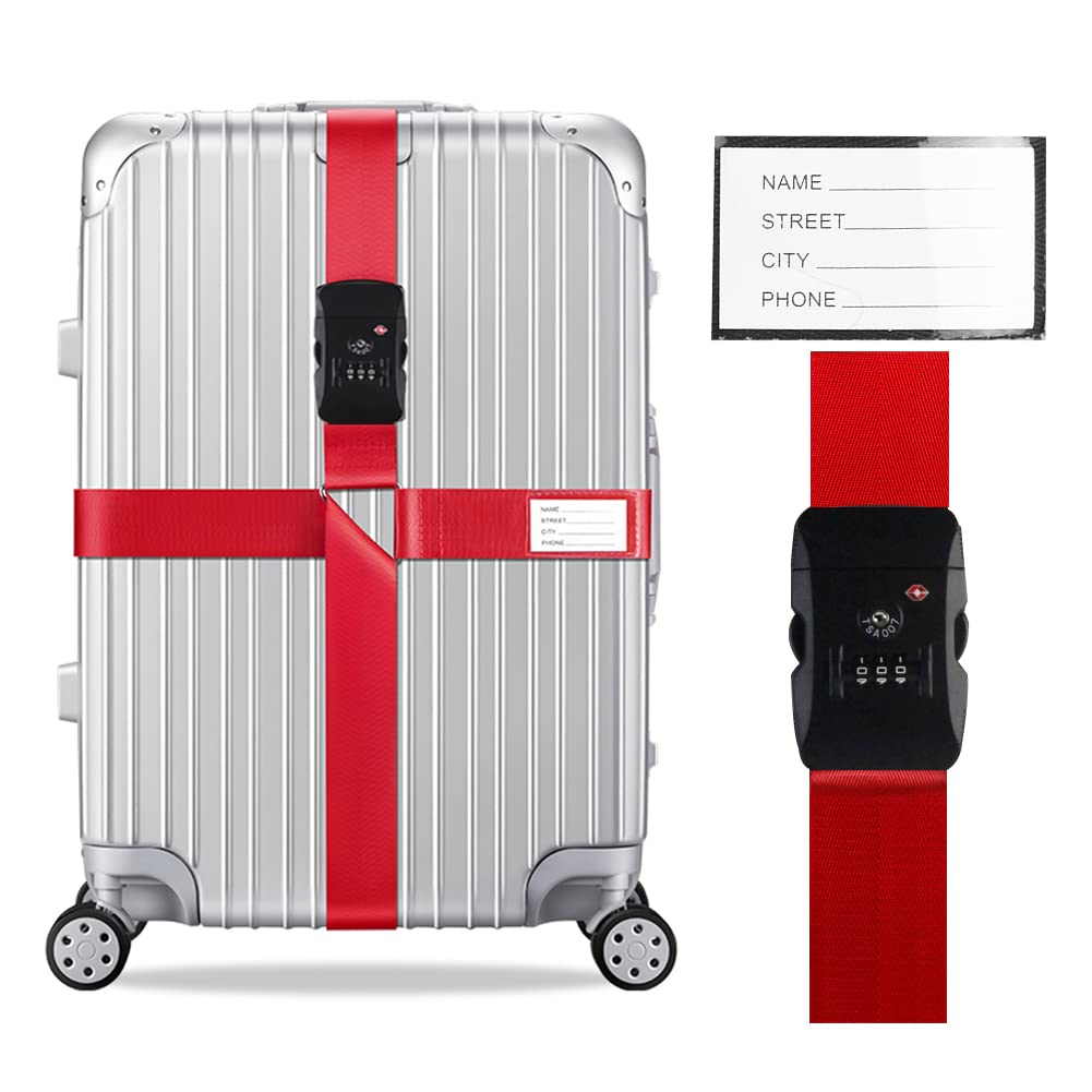 Veki Cross Luggage Straps Set TSA Approved with Lock, Black*2pcs
