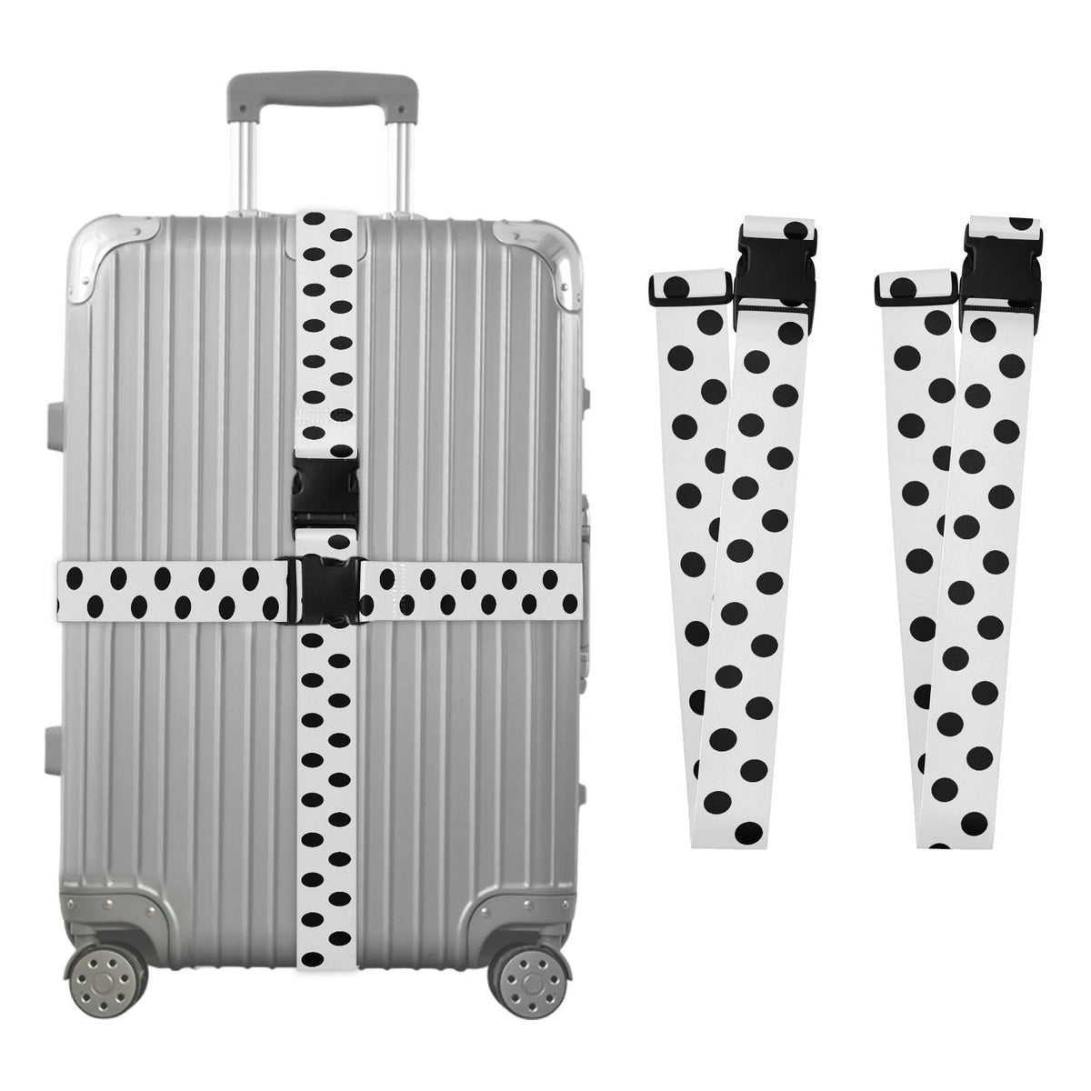 Red White Polka Dot Luggage Straps for Suitcases Luggage Belt Suitcase Strap with Buckles Packing Travel Adjustable 2 Pack