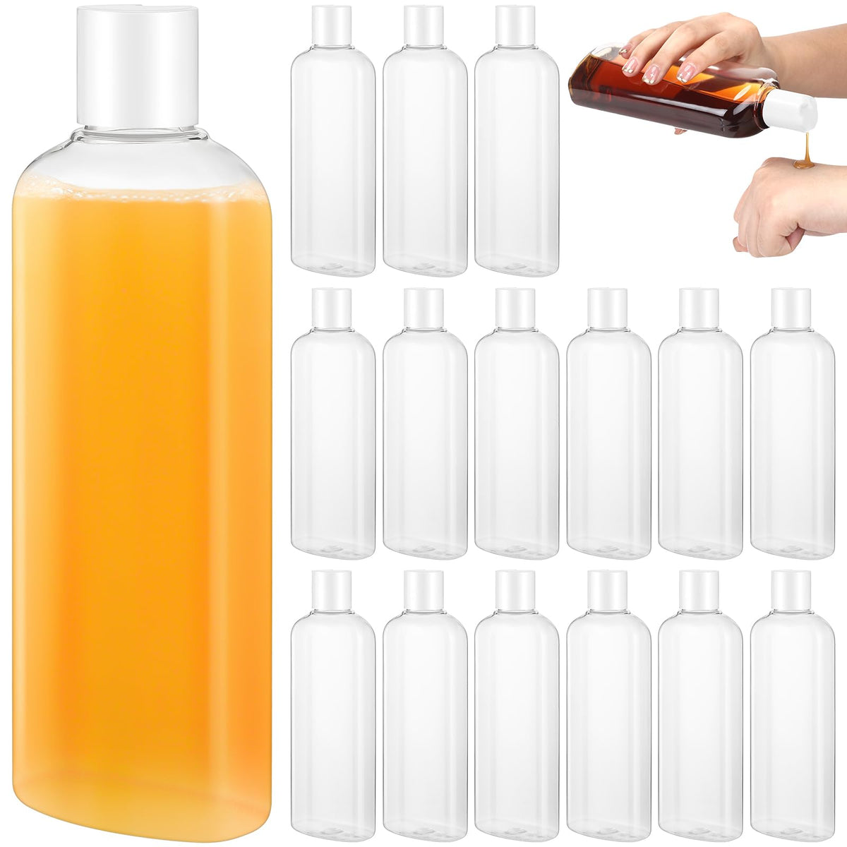 Domensi 24 Pcs Plastic Travel Bottles for Toiletries, 6.8oz, White