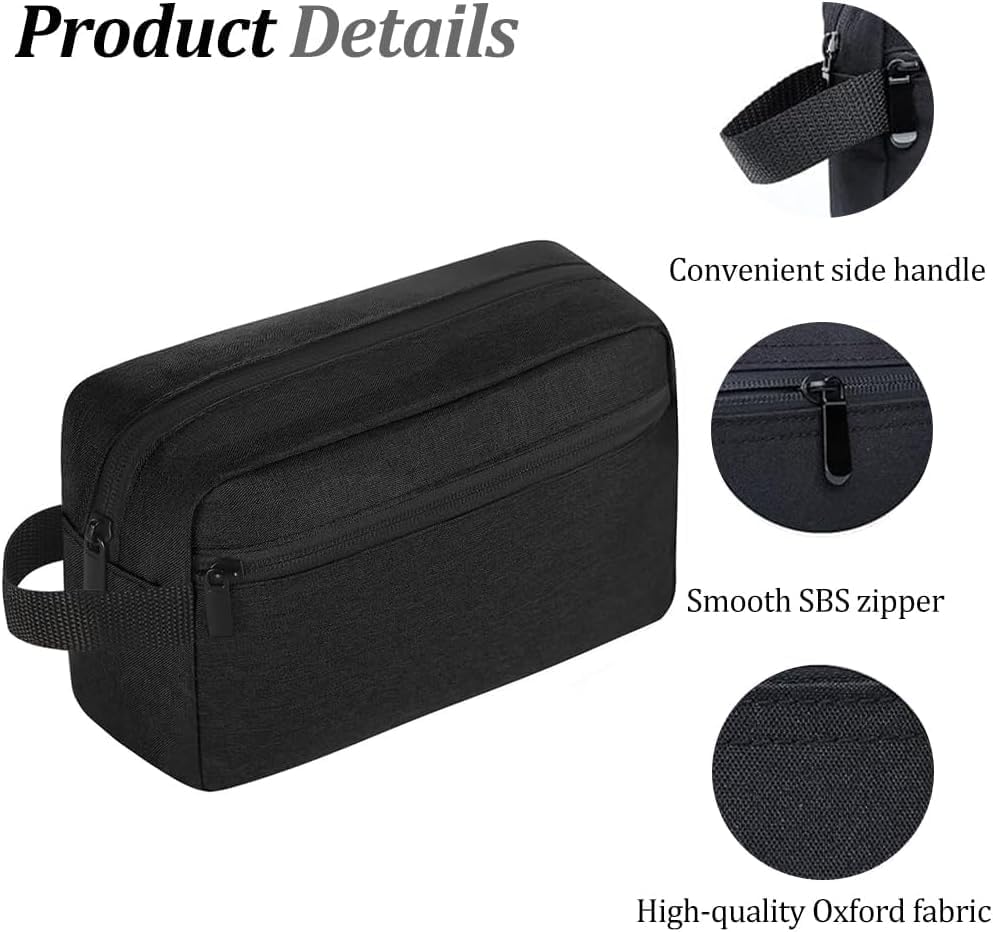 Men's Toiletry Bag, Travel Toiletry Organizer Kit Water-resistant Shaving Bag for Toiletries Accessories, Door Room Essentials, Black-medium (Black)