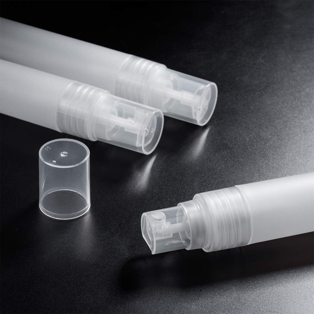 BENECREAT 12PCS 20ml Mini Plastic Spritzer Bottle Frosted Fine Mist Spray Tubes, 2PCS Transfer Pumps, 4PCS Funnels and 4PCS Pipettes for Perfume Lotion Liquids